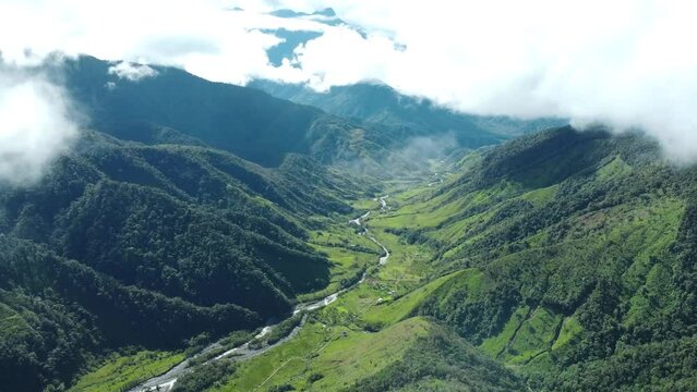Flying over the Andean mountains