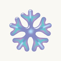 Christmas snowflake bright multicolored hologram gradient color. Holographic 3d decorative snowflake.