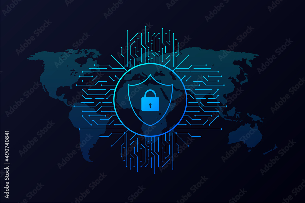 Aufkleber abstract banner. cyber security in 3d style. communication technology. database system