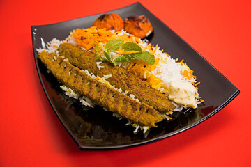 Arabic food and Persian cuisine on isolated background