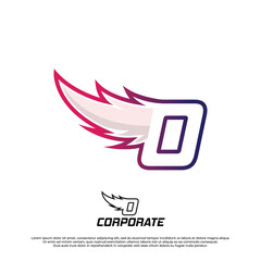 Wings logo with letter O illustration design, Wings badges esport logo with simple style. © widoko