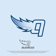 Wings logo with letter Q illustration design, Wings badges esport logo with simple style.