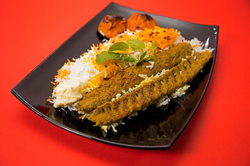 Arabic food and Persian cuisine on isolated background