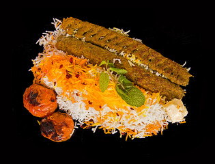 Arabic food and Persian cuisine on isolated background