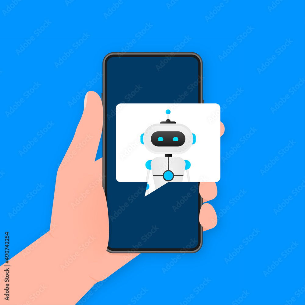 Poster chatbot icon concept, chat bot or chatterbot. robot virtual assistance of website or mobile applicat