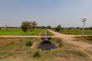 A canal that runs parallel to the road