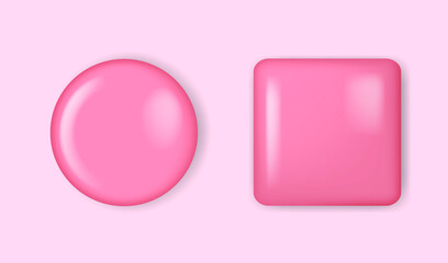 Set of 3d plate different shape. Realistic elements for designs
