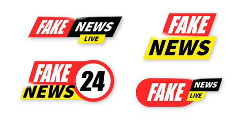 Fake news tv banner illustration. Television broadcast disinformation. Politic rumors misinformation publication.