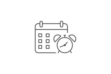 Calendar and alarm clock icon line vector