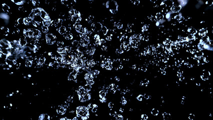 Realistic water shower drops, macro shot.