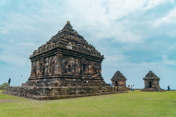 Fototapeta na wymiar Ijo Temple, is a Hindu temple located the highest in Yogyakarta, Indonesia