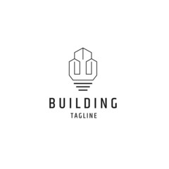 Smart bulb building logo icon design template flat vector