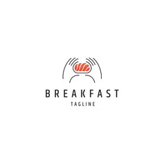 Hand breakfast sushi line logo icon design template