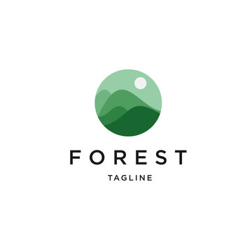 Forest hill logo icon design template flat vector