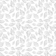 A set of oak leaves seamless pattern, 1000x1000, Vector graphics.