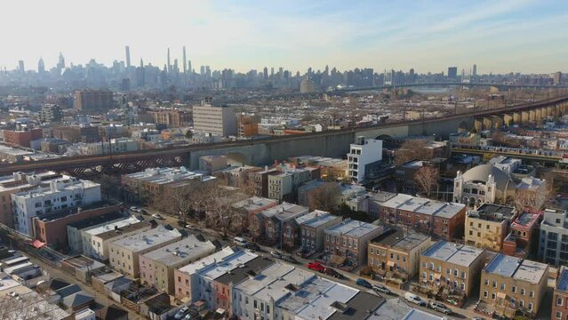 Aerial Pan View of Astoria Queens Landscape - Part 2