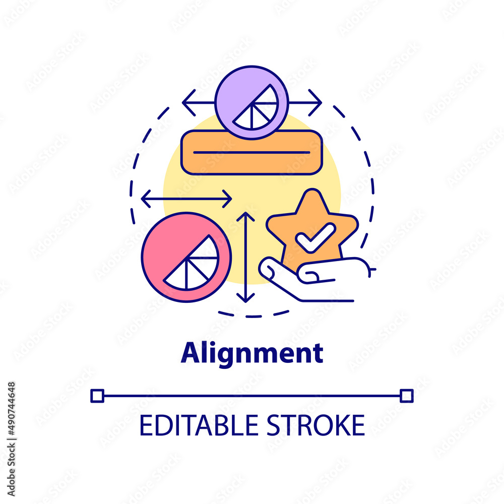 Poster alignment concept icon. objects arrangement. graphic design principles abstract idea thin line illus