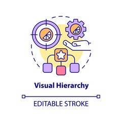 Visual hierarchy concept icon. Order of parts importance. Graphic design principles abstract idea thin line illustration. Isolated outline drawing. Editable stroke. Arial, Myriad Pro-Bold fonts used