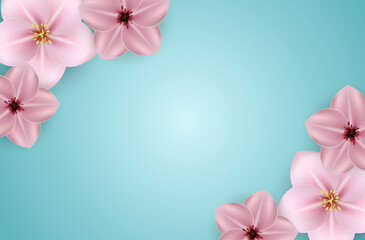 Fototapeta na wymiar Realistic beautiful 3d sprind and summer pink flower background. Illustration
