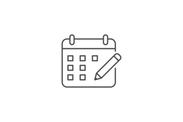 Calendar and pen icon line vector