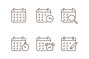 Calendar icon line vector design collection