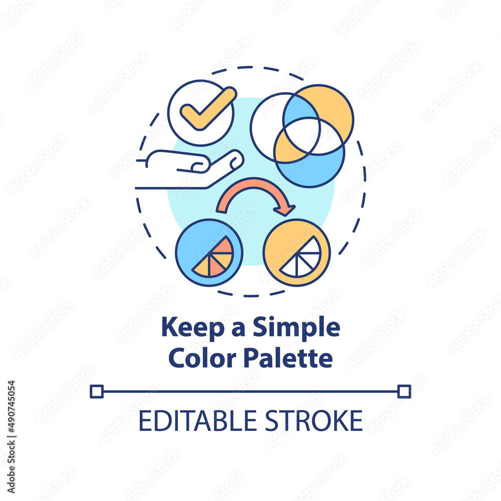 Poster keep simple color palette concept icon. brand style. graphic design rules abstract idea thin line il