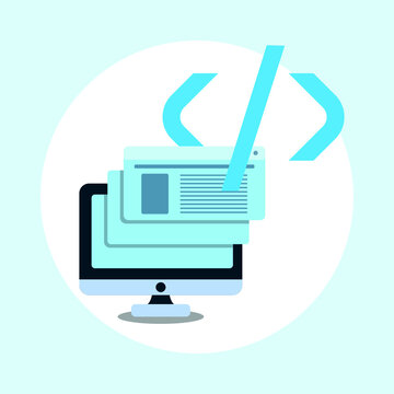 computer coding flat design template
