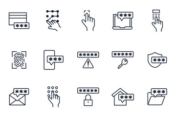 set of Password elements symbol template for graphic and web design collection logo vector illustration