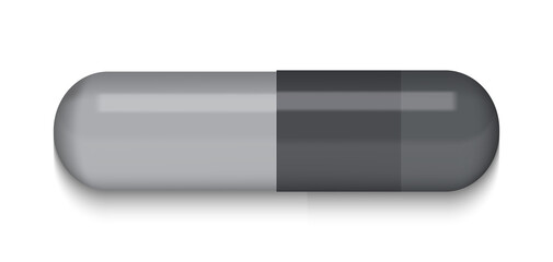 Gray Medical pill on white background. Virus capsule. The medicine. Illustration.