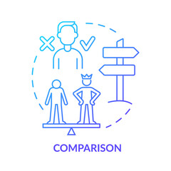 Comparison blue gradient concept icon. Signal of emotional manipulation abstract idea thin line illustration. Abusive relationships. Isolated outline drawing. Myriad Pro-Bold font used