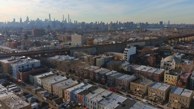 Aerial Pan Right View of Astoria Queens Landscape - Part 2