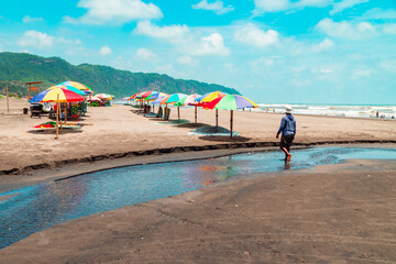 Parangtritis beach in Yogyakarta, Indonesia when the covid 19 pandemic was very quiet for local and international tourists