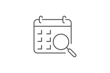 Calendar magnifying glass icon line vector
