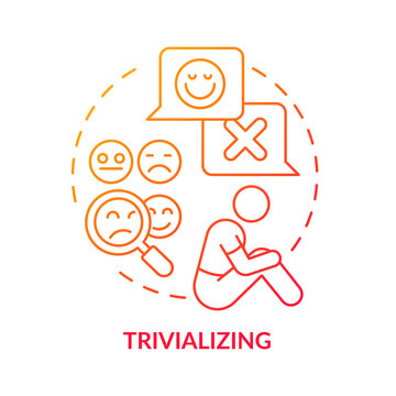 Trivializing blue gradient concept icon. Gaslighting behaviour signal abstract idea thin line illustration. Psychological abuse and harassment. Isolated outline drawing. Myriad Pro-Bold font used