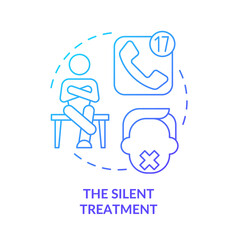 Silent treatment blue gradient concept icon. Psychological manipulation abstract idea thin line illustration. Emotional punishing. Social isolation. Isolated outline drawing. Myriad Pro-Bold font used