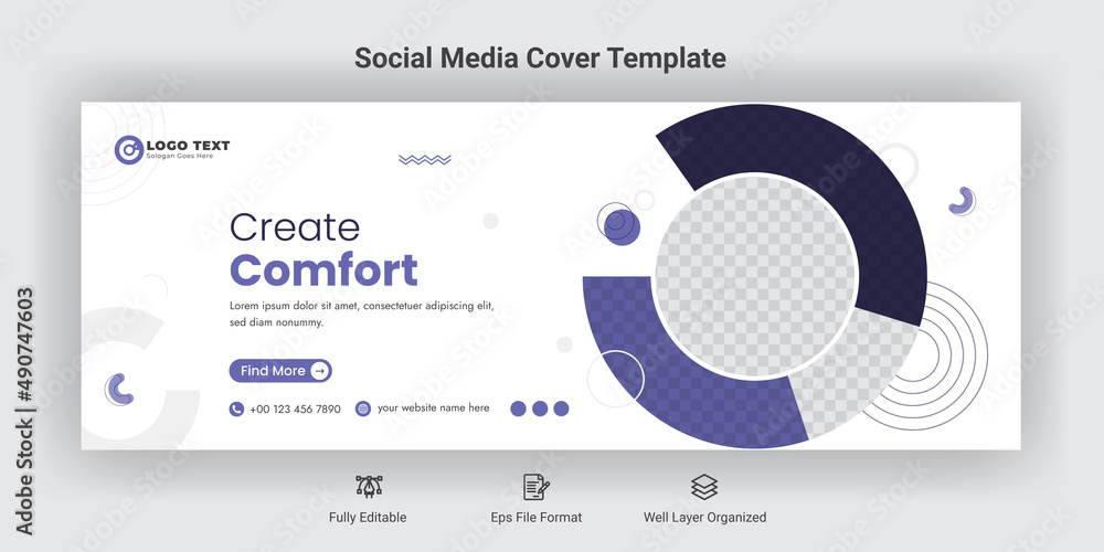 Wall mural create comfort social media facebook cover banner template