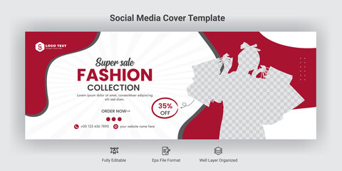 Fashion sale social media facebook cover banner template - obrazy, fototapety, plakaty