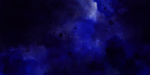 abstract night sky space watercolor background with stars. watercolor dark blue nebula universe. watercolor hand drawn illustration. Blue and pink gradient watercolor ombre leaks and splashes texture.