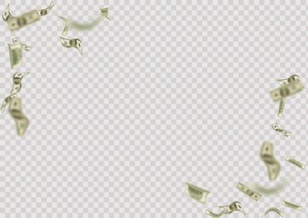illustration of shower of dollar note falling down