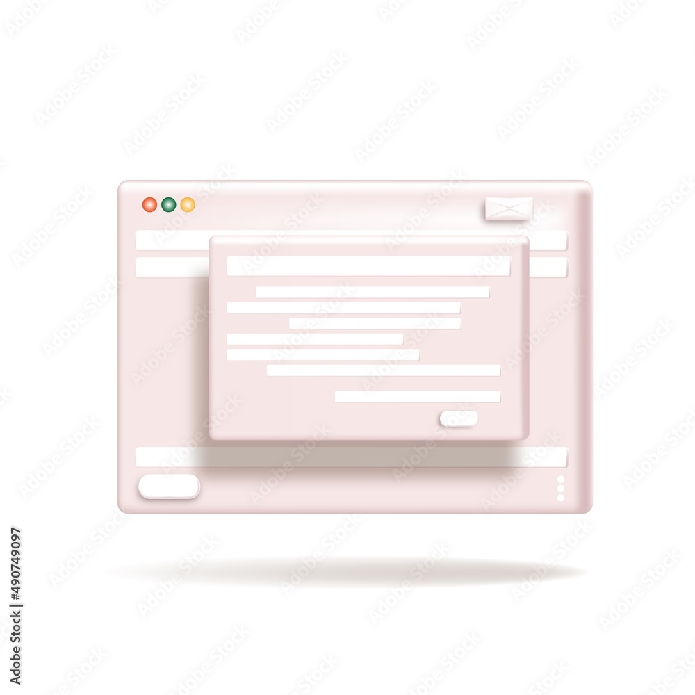 Poster e-mail blank template internet mail frame interface for mail message 3d.