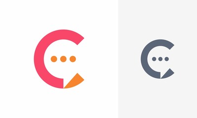 Letter C chat logo. C chat Icon design. Template elements. Geometric abstract logos - obrazy, fototapety, plakaty