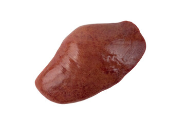 Raw Pork Liver isolated on white background with clipping path.