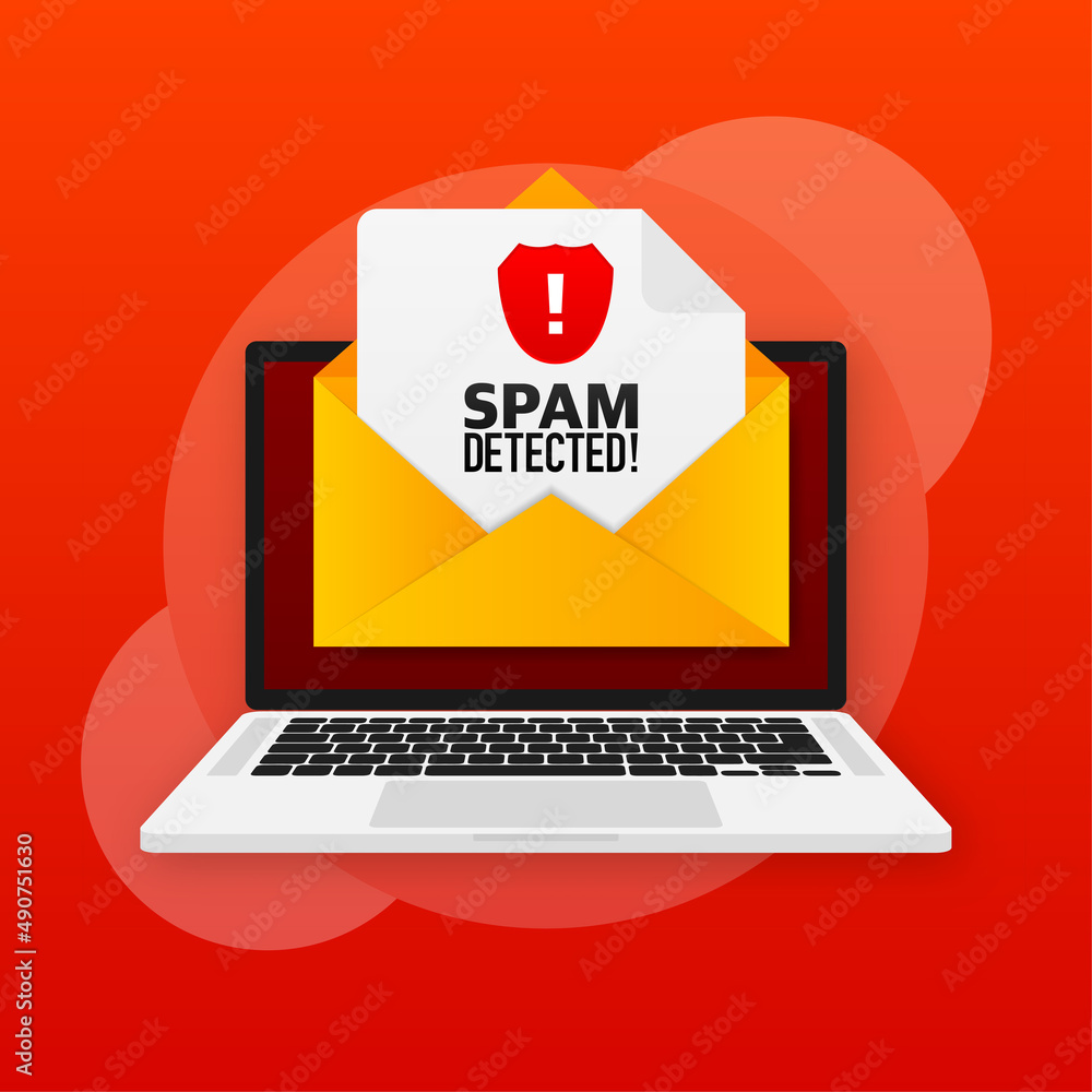 Poster red spam detected icon. phishing scam. hacking concept. cyber security concept. alert message