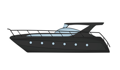 Black speed boat. vector illustration