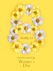Poster International Happy Women s Day 8 March Greeting card banner. Can be used for advertising, web, social media, poster, flyer, greeting card. Illustration