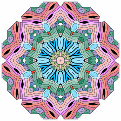 Colorful cute Mandala. Decorative unusual round ornaments.