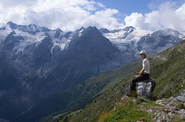 person on the top of the mountain