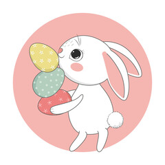 Cute easter bunny. Spring holiday. Vector illustration.