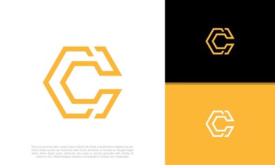 Initial C logo design. Innovative high tech logo template.