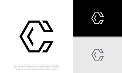 Initial C logo design. Innovative high tech logo template.